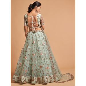 Desgaste de fiesta de red de hilo verde Pista notable Lehenga Choli - Product Image 1