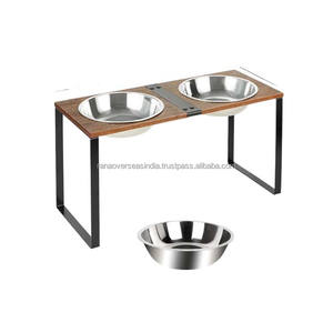ชามอาหารสุนัขสเตนเลสพร้อมขาตั้งไม้สำหรับอาหารแมวและน้ำที่เชื่อถือได้ - Product Image 5