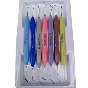 Instruments de restauration dentaire en composite, style LM, manche ergonomique en silicone, kit de 7 pièces, manuel, codage couleur, certifié CE - Product Image 6