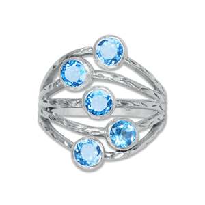 Sterling Silver Five-Stone <b>Statement</b> <b>Ring</b> Handmade Jewelry <b>Ring</b> Vintage Style Natural Gemstone for Wedding Gift Jewelry - Product Image 4