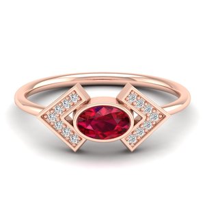แหวนเพชรโมอิสซาไนต์ทรงรีประดับทับทิม 0.5 กะรัต ทองคำขาว 14K ยี่ห้อ REYES Luxury พร้อมใบรับรอง GRA สำหรับผู้หญิง เครื่องประดับชั้นดี - Product Image 6