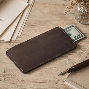 Handmade leather <b>money</b> <b>envelope</b> crafted with genuine leather durable stitching compact organization stylish design in low price - Product Image 2