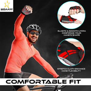 ถุงมือปั่นจักรยานสำหรับผู้ชาย, ถุงมือปั่นจักรยานแบบครึ่งนิ้วบุเจลกันลื่นสำหรับจักรยานเสือภูเขา, ถุงมือจักรยานแบบดูดซับแรงกระแทกและระบายอากาศได้ดี - Product Image 5