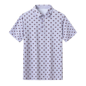 Polo de Manga Corta para Hombre, Color Azul Claro, Estampado, Transpirable, Estilo Casual, Tejido de Poliéster, MOQ Bajo - Product Image 3