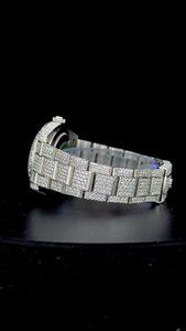 Men's Stylish 41mm Stainless Steel Band <b>Watch</b> Iced Moissanite Diamond Automatic Classic Date <b>Black</b> Dial Hip Hop Gift <b>Watch</b> - Product Image 4