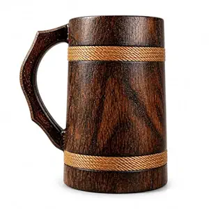 Wooden Beer Mug Goblet Tankard Classic Design Star/Heart Patterns Dishwasher Microwave Safe for Kitchenware Restaurants Hotels - Product Image 2