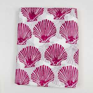 Pink Shell Print 100% Cotton Poplin <b>Fabric</b> 43/44" Wide <b>Medium</b> Weight Woven Stain Resistant Ethnic Style Home Textile Material - Product Image 1