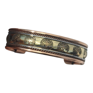 Tree Engraved Pure Copper <b>Healing</b> <b>Bracelet</b> Traditional Adjustable Magnetic Therapy Bangle for Arthritis Energy Balance - Product Image 1