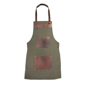 Tablier de bar professionnel léger en toile avec sangle en cuir réglable, poches, broderie personnalisée du nom de la marque, impression sérigraphique - Product Image 1