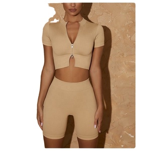 Femmes taille haute pêche hanche Gym Leggings Yoga ensemble à manches longues Fitness vêtements de sport grande taille vêtements d'entraînement pour été hiver - Product Image 1