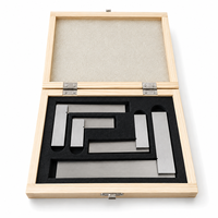FAIRDEALS365 Jeu de carrés de précision en acier trempé, affûtés, pour machiniste et charpentier, 2, 3, 4, 6 pouces, avec boîte en bois, fabriqué à Delhi