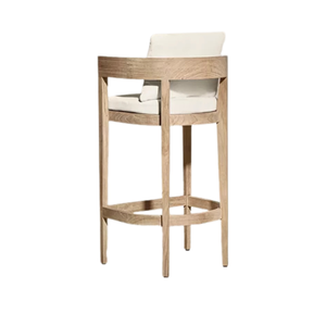 Modern Solid Teak <b>Bar</b> Chair Durable Frame High-End Resort Hotel Outdoor Restaurant Counter <b>Stool</b> with Elegant Armrest - Product Image 3