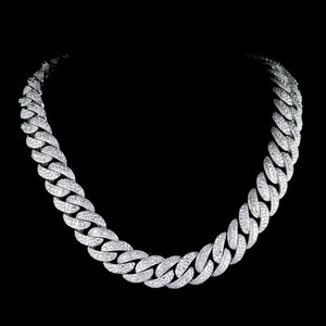 Custom 20mm Lab Grown Diamonds Cuban Chain 925 Sterling Silver Princess Mosaic Cut Iced Out Men's Hip Hop Wholesale B2B Jewelry - Product Image 1