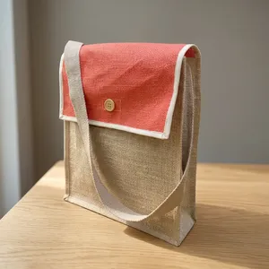 Sac bandoulière en jute naturel, durable, écologique, réutilisable, pour femmes, pour les essentiels quotidiens, les voyages en plein air - Product Image 1