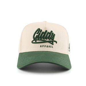 หมวกแก๊ป Giddy Apparel 6 แผง แบบ Snapback สีครีม ปีกสีเขียว พิมพ์ลายดิจิตอล โลโก้  แบบ Unisex ปรับขนาดได้ สไตล์สตรีท ผลิตจากผ้าโพลีเอสเตอร์ทวิล 100% - Product Image 1