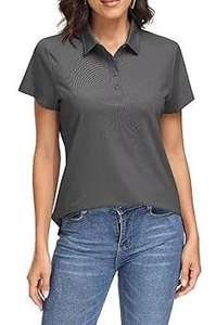 Polo ajusté pour femme de haute qualité, 100 % coton, col en V, à bon prix, avec logo imprimé superposé - Product Image 6