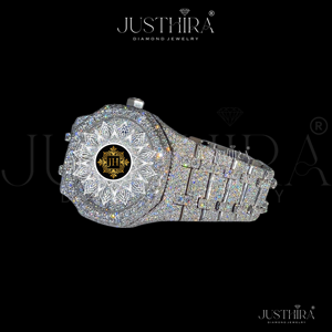 Reloj Mecánico de Cuarzo Analógico de Lujo para Hombre, Deportivo, Totalmente Blanco Plateado, de Acero Inoxidable, con Diamantes, VVS Moissanite, 3BAR Resistente al Agua - Product Image 3
