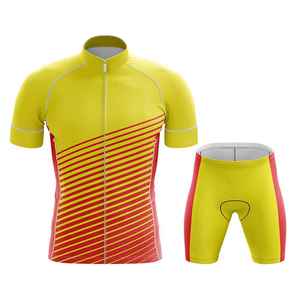 Ensemble de maillot et short de cyclisme respirant, coupe-vent, extensible, de haute qualité, 100% polyester, antibactérien, écologique, imprimé numérique - Product Image 1