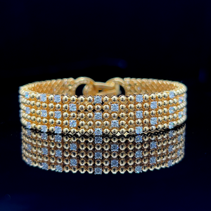 Multi Row <b>Bead</b> Chain Interlocking Pave Lab Grown Diamond Bracelet 925 Silver 10K 14K 18K Solid Gold Fine Jewelry Factory <b>Direct</b> - Product Image 2