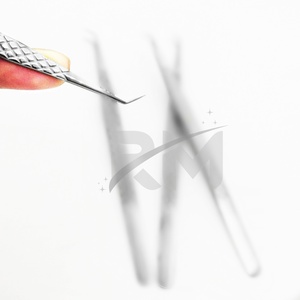 Pince à épiler double S en acier inoxydable RMI de qualité supérieure, pointe diamantée à 45 degrés, pour cils, avec poignée argentée - Product Image 2