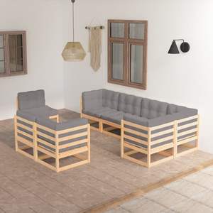 Grand ensemble de salon de jardin modulaire en pin massif naturel - Product Image 1