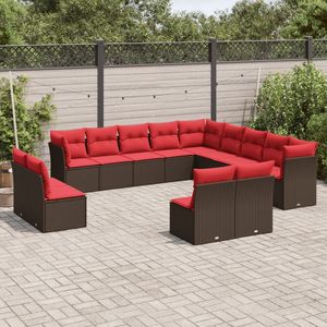 Set divano da 13 pezzi in Poly Rattan marrone con cuscini mobili da esterno resistenti - Product Image 1