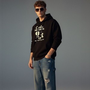 Custom Design Men Gray <b>Zip</b>-<b>Up</b> Hoodie Regular Fit Casual Fleece Sweatshirt Front Logo Print Unisex Winter Streetwear Waterproof - Product Image 3