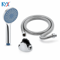 Pommeau de douche rond à fonction unique avec flexible renforcé et support métallique pour kit de remplacement de douche de salle de bain