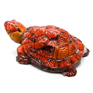 Figura de Tortuga de Cristal de Jaspe Rojo Orgonita Hecha a Mano al por Mayor, 2.7 Pulgadas, con Virutas de Resina, Decoración Feng Shui para el Hogar, Regalo - Product Image 2
