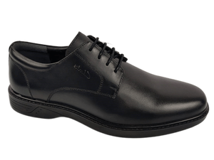 Chaussures Oxford pour hommes en cuir véritable noir, bout rond, à lacets, respirantes, semelle extérieure en caoutchouc rembourrée, toutes saisons, style marche - Product Image 1