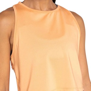 Women's Orange Sleeveless Crop <b>Top</b> O-Neck Knitted Spandex Polyester Quick Dry Sporty Fit Spring Summer Wear - Product Image 4