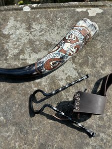 Natural Viking <b>Drinking</b> Horn with <b>Stand</b> - Handcrafted from Buffalo Horn - Product Image 6
