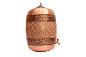 Distributeur d'eau artisanal 100 % cuivre pur - Matka ayurvédique martelé et imprimé floral avec robinet anti-fuite pour la maison et l'hôtel - Product Image 3