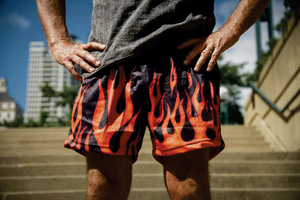 Shorts de baseball pour homme en coton 100% noir, taille élastique, séchage rapide, décontracté, sport - Product Image 2
