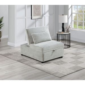 Divano Letto Convertibile in Corduroy Grigio Cenere con Letto Estraibile, Poltrona Divano Letto Convertibile - Product Image 2