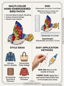 Colorful <b>Sequin</b> Bird Patch Embroidered Beaded Applique for Dresses <b>Jackets</b> Bags Shoes Kids Clothing Accessories - Product Image 6