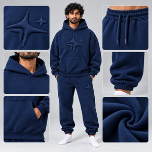 Custom Heavyweight Sweatsuit <b>Men</b> Oversized Cotton Hoodie Jogger <b>Set</b> Relaxed Fit Streetwear Casual Pullover Daily Outfit Style - Product Image 6