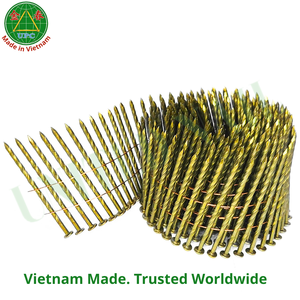 Industrial Grade Zinc Yellow-Chromate Plated Steel Coil <b>Nails</b> 2-3/4 Inch Diameter Smooth/Screw Shank Checkered Head <b>Nail</b> <b>Nail</b> - Product Image 3