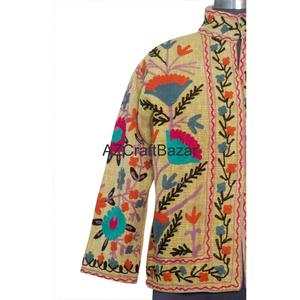 Chaqueta Bomber de Mujer con Cuello en V, Diseño Floral Vintage, Bordado a Máquina, Transpirable, de Secado Rápido, Ecológica, de Algodón Tejido - Product Image 2