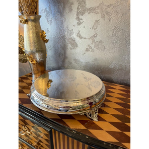Support à gâteau en laiton couleur argent pour mariages, forme ronde, présentoir à gâteau et support à pâtisserie poli miroir - Product Image 3