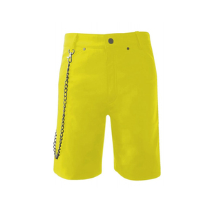 Shorts Bermuda jaunes taille haute pour homme avec chaîne décorative, style décontracté, fermeture boutonnée - Product Image 1