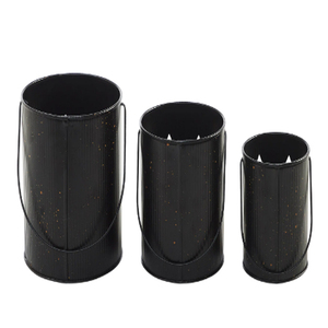 <b>Lantern</b> Bucket Hanging <b>Tealight</b> Holders Black Set of 3 Metal Halloween votive candle holder festival decor hanging votive - Product Image 1