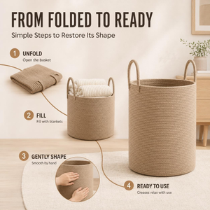 Jute Rope <b>Laundry</b> Hamper <b>Basket</b>, Large Woven Blanket Storage <b>Basket</b> with Handles, <b>Nursery</b> Toy Organizer for Home Bedroom - Product Image 3