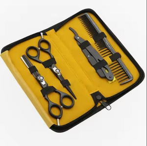 Ciseaux de coiffure professionnels en acier inoxydable noir et or de qualité supérieure, cisailles à effiler les cheveux Ariston International - Product Image 6