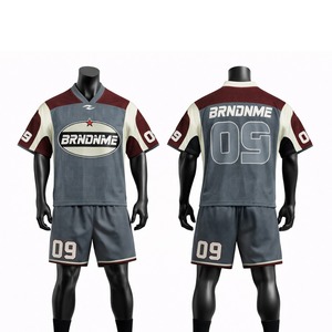Ensemble maillot et short de football américain 100 % polyester, uniforme sportif respirant, tenue d'équipe personnalisée pour les entraînements et les matchs - Product Image 4