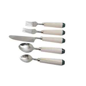 Juego de Cubiertos de Acero Inoxidable de Alta Calidad con Diseño Premium, Cuchillo y Cuchara con Acabado Espejo Sostenible, Mango de Madera, Estilo Moderno - Product Image 1