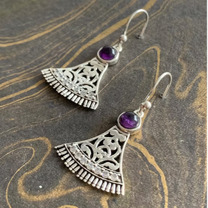 Pendientes de Plata 925 con Amatista Natural al por Mayor - Colección de Joyería Artesanal con Diseño Étnico Personalizado - Product Image 2