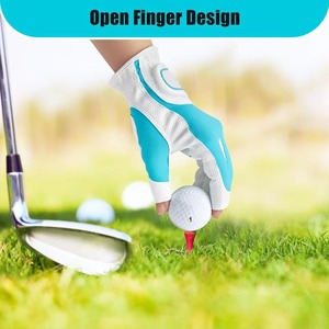 Guantes de Golf sin Dedos para Hombre, de Cuero Genuino Blanco, Antideslizantes, Transpirables, que Absorben la Humedad, con Correa de Muñeca Ajustable - Product Image 3