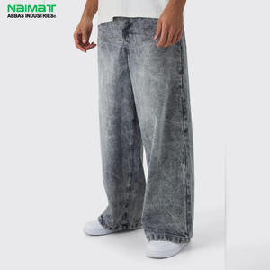 Pantalones Vaqueros Grises Premium para Hombre, Estilo Vintage, Corte Ancho, Holgados, de Algodón de Alta Calidad, Ropa Urbana - Product Image 1