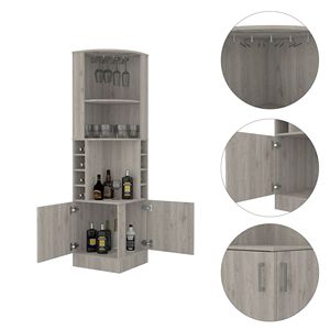 Mobile bar grigio chiaro a 2 ripiani per 8 bottiglie - Product Image 4